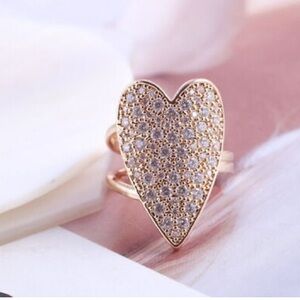 Kate Spade rose gold‎ tone pave heart ring size 7 new.